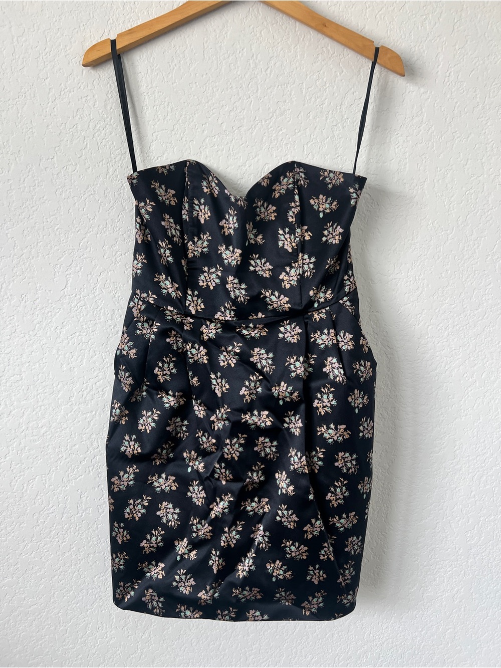 Rachel Antonoff Black Floral Strapless Mini Dress
